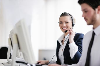 business people group with  headphones giving support in  help desk office to customers, manager giving training and education instructions-4